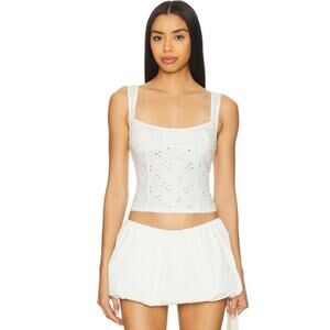 Intimately Free People Full Bloom Eyelet Cami Ivory Lace Corset Tank Coquette